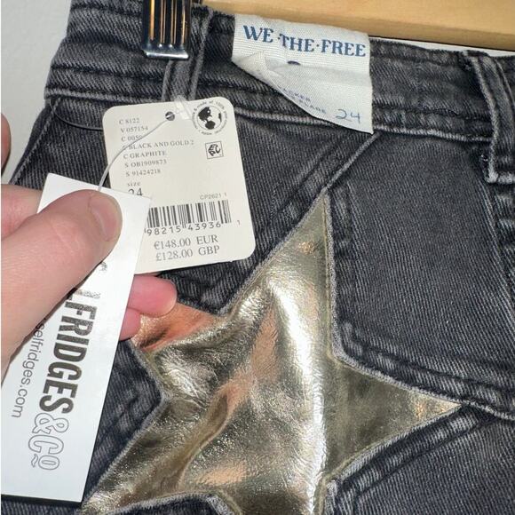 We The Free Firecracker Flare Jeans Black Gold Star Detail Size 24 NWT $168 - Picture 5 of 9